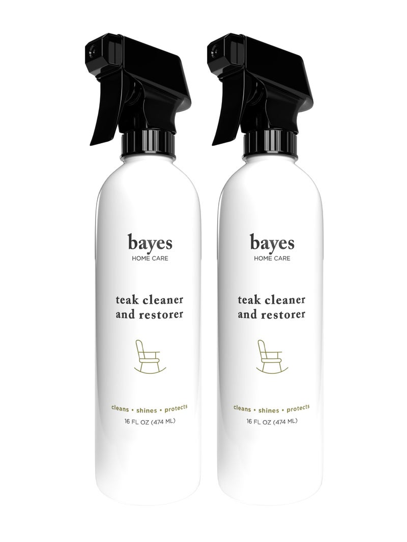 Bayes High Performance Teak Cleaner & Restorer - Cleans, Shines, and Protects - Maintains Fine Teak and Restores Neglected Teak - 16 oz, 2 Pack - Image 1